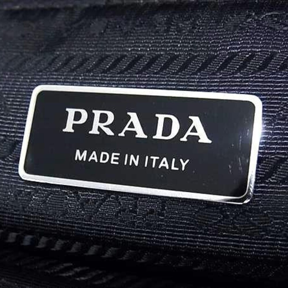 PRADA Prada Handbag Terry Tote Bag 1BG130 Black Pile Women's Triangle Plate - Picture 6 of 6